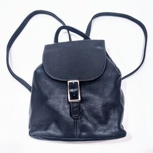 Tignanello Backpack Purse Black Pebbled Leather Day Pack Bag 10x11x4 Vintage EUC